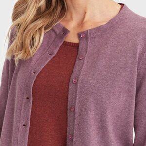 Eileen Fisher three-quarter sleeve button front cardigan purple women's size XL